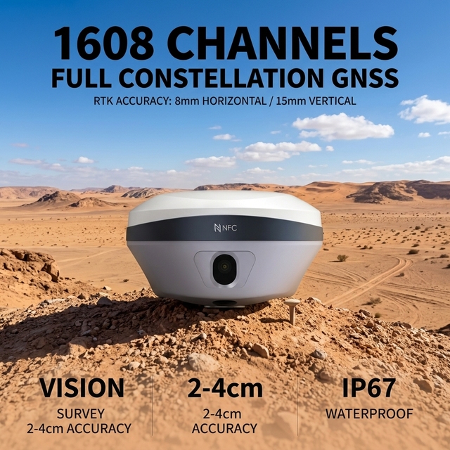 1608 Channel Multi-Constellation F8 GNSS RTK Receiver with Visual Survey for Agriculture & Civil Construction