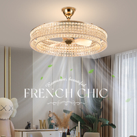 Ventilateur Pendentif Lampe Moderne De Luxe Toute La Maison Cristal Ventilateur De Plafond Lampe pour Salon Chambre Hôtel Silencieux Fer Ventilateur Lumière