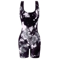 Combinaison de sport tie-dye femmes course Fitness Yoga costume Sexy beau dos sans couture serré rassemblement une pièce Shapewear