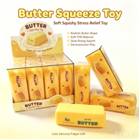 Jouet Squishy Bâton de Beurre Réaliste et Adorable, Doux à Remontée Lente, Design Amusant en Forme d'Aliment, Anti-Stress, Amusant pour Enfants, Cadeaux de Fête