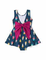 Traje de Baño Puresun OEM para Niñas, Ropa de Playa para Niños, Traje de Baño de Una Pieza con Falda y Lazo Grande en la Espalda para Bebés