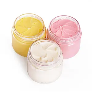 Label Pribadi Shea Butter Kocok Kelapa Krim Mentega Tubuh Beurre De Karite Pur Perlengkapan Membuat Pelembab Tubuh