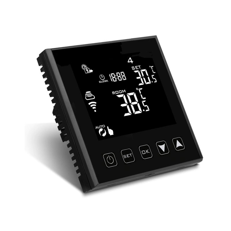 220V Wi-Fi Touch Thermostat Black Alexa & Google Home Compatible Smart Home Heater for Wall-Mounted Gas Boiler Heating