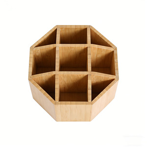Bamboo Pen Holder 360 Degree Rotating Desktop <b>Storage</b> Box For Markers Student Supplies Organizer - Product Image 5