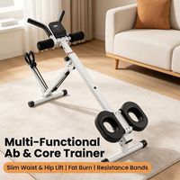 Máquina de remo sentado, entrenador abdominal, equipo de ejercicio para cintura, plegable, compacto, con temporizador digital, para gimnasio en casa, fitness, entrenamiento cardiovascular
