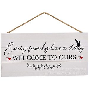 Welcome Wooden Wall Sign Rectangle White Calligraphy And Painting Home Hotel Outdoor Decorative <b>Plaque</b> - Product Image 2