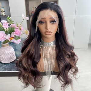 Perruques synthétiques ondulées longues de 30 pouces, ombrées, résistantes à la chaleur, avec dentelle 13x6, sans colle, de haute qualité, pour femmes noires - Product Image 3