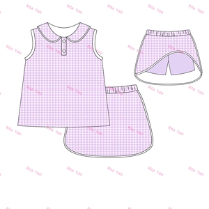 Conjunto de Falda-Pantalón de Algodón para Niña, Camiseta sin Mangas con Cuello Redondo, Falda de <span class=keywords><strong>Tenis</strong></span>, <span class=keywords><strong>Ropa</strong></span> Deportiva sin Mangas para Niños - Product Image 4