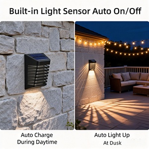 Lámpara Solar LED Cuadrada para Cercas, Luces Exteriores Impermeables IP54, Aplique de Pared Negro para Jardín, Patio, Hotel, Villa, Decoración - Product Image 3