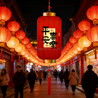 Lanterne en velours LED sans fil festive Lanterne rouge traditionnelle chinoise Nouveau design pour le Nouvel An chinois Festival du printemps Décoration de la maison