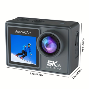 Ausek Caméra d'action à double écran 5K 2.0 pouces Écran tactile LCD Anti-tremblement Sports DV Plongée 30M Mini caméra étanche - Product Image 3