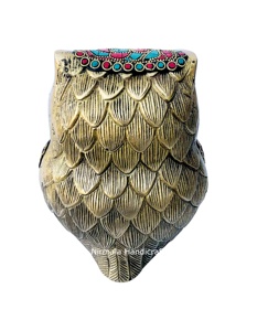 Nirmala Handicrafts, Estatua de Búho de Latón de Rajasthan, Fundición Artesanal, Trabajo con Múltiples Piedras, Fengshui, Regalo para Jardín, Oficina, Mesa o Escritorio - Product Image 5