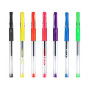 Stylos gel en plastique personnalisés en gros, encre noire 0,5 mm, pour l'école et le bureau, design simple, marque personnalisée, papeterie bon marché - Product Image 1