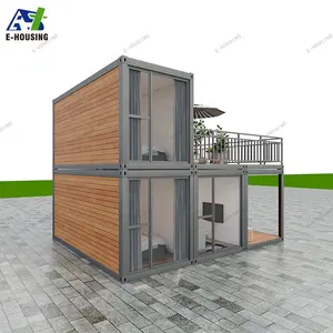 Terbaru Modern Living Container House Mobile Container Hotel dengan 2 Kamar Tidur Toilet Dapur Ruang Tamu dan Teras