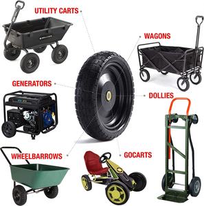 HTK1013 Carro de jardín al por mayor carro Carro de 13 <span class=keywords><strong>pulgadas</strong></span> Anti-pinchazo y Anti-UV rueda de espuma Pu libre plana - Product Image 6