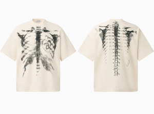 Nouvel Arrivage T-shirt Homme Américain Vintage Original à Manches Courtes Coupe Ample Imprimé Rayons X Texture Gaufrée 280g Grammage Lourd - Product Image 4