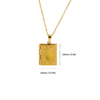 Pendentif Cadre Photo Style Fleur Couleur Acier, Collier en Acier Inoxydable à Chaîne Réglable, Bijoux Empilables, Cadeau Souvenir Tendance