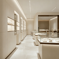 Vitrine de Luxe Incurvée Personnalisée pour Bijoux avec Éclairage LED – Solution Complète Tout-en-un pour l'Aménagement de Boutiques de Bijouterie en Centre Commercial