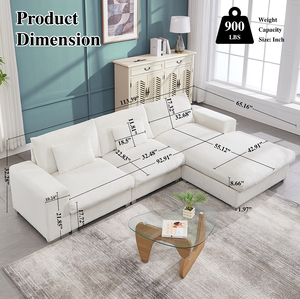 Modern Nordic L-Shaped Polyester <b>Sofa</b> <b>Bed</b> Set with Memory Foam Wooden Legs-Modular <b>Sofa</b> for Living Room - Product Image 6