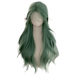 Peluca Verde Menta para Mujer, Ondulada, Natural, Larga y Rizada, Fibra Sintética, Cobertura Completa - Product Image 3