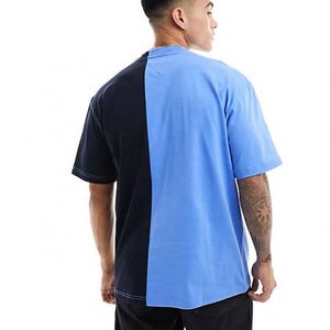 Camiseta extragrande de dos tonos para hombre, tela de punto de algodón 100% pesado con patrón impreso - Product Image 2