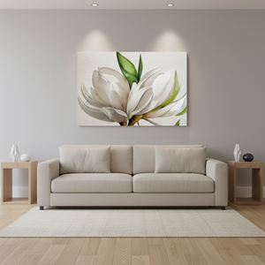Impresión <span class=keywords><strong>de</strong></span> <span class=keywords><strong>Flores</strong></span> <span class=keywords><strong>de</strong></span> Magnolia en Acuarela, Arte Floral Blanco Elegante para Pared, Pintura Botánica Minimalista para Decoración <span class=keywords><strong>de</strong></span> Dormitorio u Oficina - Product Image 1