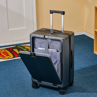 Valise à roulettes classique de luxe durable avec roues silencieuses, poche avant ouverte, coque rigide