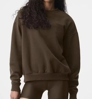 Ensemble de sweat-shirt à capuche ample en coton et élasthanne à col rond, imprimé en 3D avec logo argenté tridimensionnel, pour le yoga et le sport