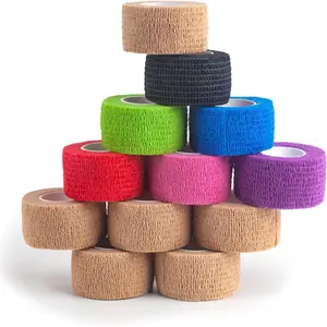 Gute Qualität 2,5 cm * 4,5 m buntes Vliesstoffband Latex schützendes elastisches klebeband Kohäsionsbandage für sport