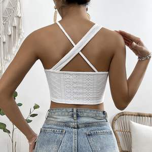 บอดี้สูทเปิดไหล่ข้างเดียวสีขาวทรงสลิมฟิตเสื้อครอปแขนกุดคอไม่สมมาตรเซ็กซี่สำหรับผู้หญิง - Product Image 2