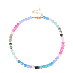 Collar de piedra natural personalizado con cuentas de semillas de piedra natural de forma <span class=keywords><strong>irregular</strong></span>, collar curativo bohemio para regalo de mujer - Product Image 1