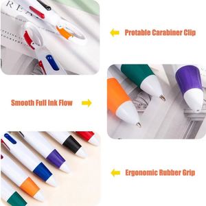 4-in-1 Multi-color Shuttle <b>Pen</b> With Carabiner Clip Promotional Giveaway <b>Pen</b> for Kids Birthday Party Favors School Rewards - Product Image 5