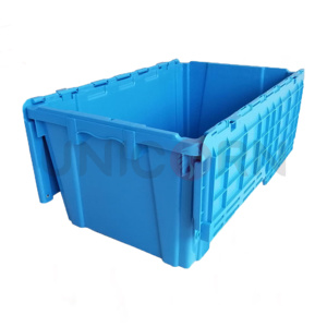 Eco Friendly Tote Box Warehouse Containers Moving Turnover Box With Lid Plastic Stack able storage box