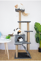 Arbre à chat moderne de grande taille haut de gamme avec mur à gratter en feutre et étagères multi-niveaux pour reptiles d'intérieur (Édition Noël)