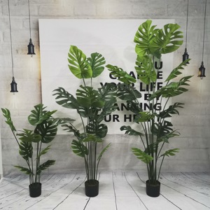 Plantas Artificiales de Monstera de Plástico y Seda, Bonsái Japonés en Macetas para Decoración del Hogar, Interior - Product Image 3