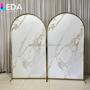 LEDA Stainless Steel <b>Gold</b> Background Frame White panel <b>Gold</b> Arch Backdrop For Wedding Event Party Stage Decor - Product Image 1
