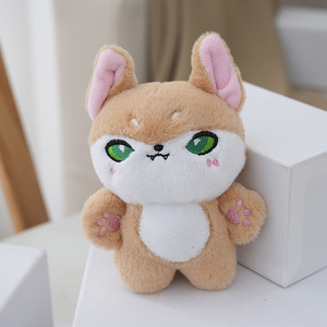 Porte-clés en peluche loup aux grands yeux, style dessin animé mignon, jouet animal en peluche, breloque, poupée en peluche - Product Image 3