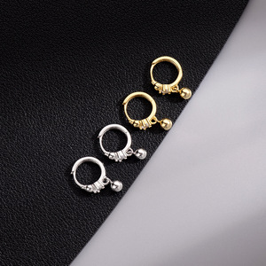 <strong>Fashion</strong> <strong>Jewelry</strong> 925 Sterling <strong>Silver</strong> Heart Cross Star Moon Bead Ball Round Disc Eggplant Chili Zircon Gold Plated Hoop Earrings - Product Image 3