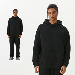 Custom logo High Quality Fleece Polyester Cotton Pullover Solid Color Two Piece Sweatpants and Hoodie Set Men <strong>Tracksuit</strong> - Product Image 1