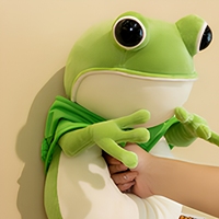 Grüner Frosch Plüschpuppe Cartoon Stofftier mit Umhang Weiches Kuschelkissen für Geburtstag Hochzeitsgeschenk