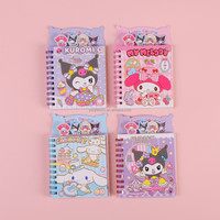 Ensemble de carnets rotatifs mignons à thème dessin animé, mini bloc-notes de poche A7 avec autocollants Washi, cadeaux pour étudiants et enfants, vente en gros OEM ODM