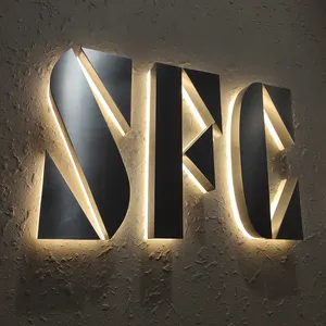 Letreros de empresa Led acrílico DIY letras de canal exterior 3D acrílico frontal iluminado Led tienda signo