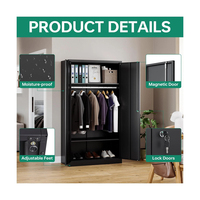 Armoire de rangement moderne à 2 portes en acier verrouillable, grande capacité, pour chambre, cuisine, bureau ou solutions de stockage en entrepôt