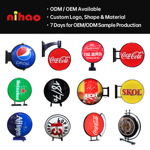 กล่องไฟ LED ทรงกลม NIHAO ออกแบบได้ตามต้องการ ป้ายไฟ LED ทรงกลม/สี่เหลี่ยม สำหรับใช้งานภายในและภายนอกอาคาร แบบสองด้าน สำหรับร้านค้าปลีก - Product Image 4