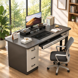 Escritorio de Computadora de Dos Tonos Directo de Fábrica con Bandeja Extraíble para Teclado, Gabinete de Almacenamiento con 3 Cajones, Estación de Trabajo para Oficina en Casa - Product Image 1