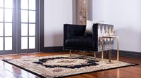 Grand tapis noir ivoire traditionnel classique à motif médaillon, lavable, antidérapant, pour salon, chambre à coucher, décoration intérieure