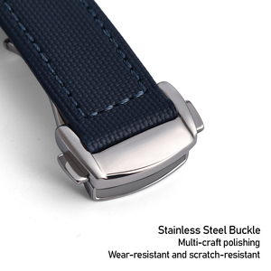 MZDTIMK <span class=keywords><strong>Bracelet</strong></span> de <span class=keywords><strong>montre</strong></span> en toile nautique étanche 20mm 22mm Bracelets de <span class=keywords><strong>montre</strong></span> hybrides en PVC + <span class=keywords><strong>cuir</strong></span> avec bouton poussoir et fermoir pliant - Product Image 3