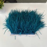 Plumes d'autruche bleu paon de haute qualité 10-15 cm pour accessoires de couture de Costumes de Boutique avec garniture en dentelle