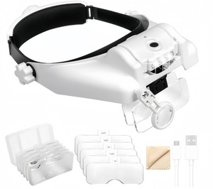 قابلة لإعادة الشحن 14X ضوء الصمام عصابة الرأس المكبر النظارات مادة الاكريليك لإصلاح التطبيقات - Product Image 2