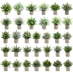 Plante artificielle d'intérieur Seau rond plante verte herbe bonsaï Eucalyptus <span class=keywords><strong>romarin</strong></span> pulpe en pot maison jardin cour jardin décor de jardin - Product Image 2